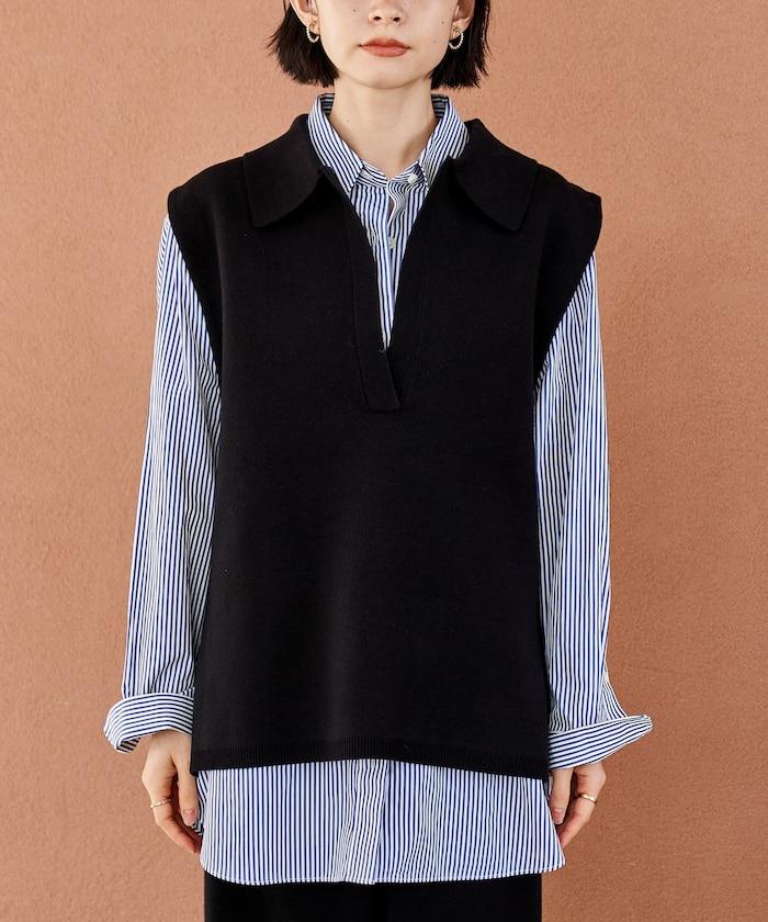 可機洗衛衣風針織開領馬甲可搭配套裝