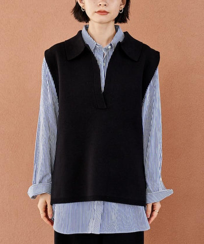 可機洗衛衣風針織開領馬甲可搭配套裝