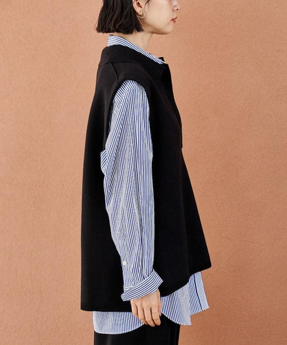 可機洗衛衣風針織開領馬甲可搭配套裝