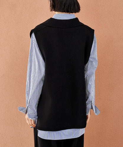 可機洗衛衣風針織開領馬甲可搭配套裝