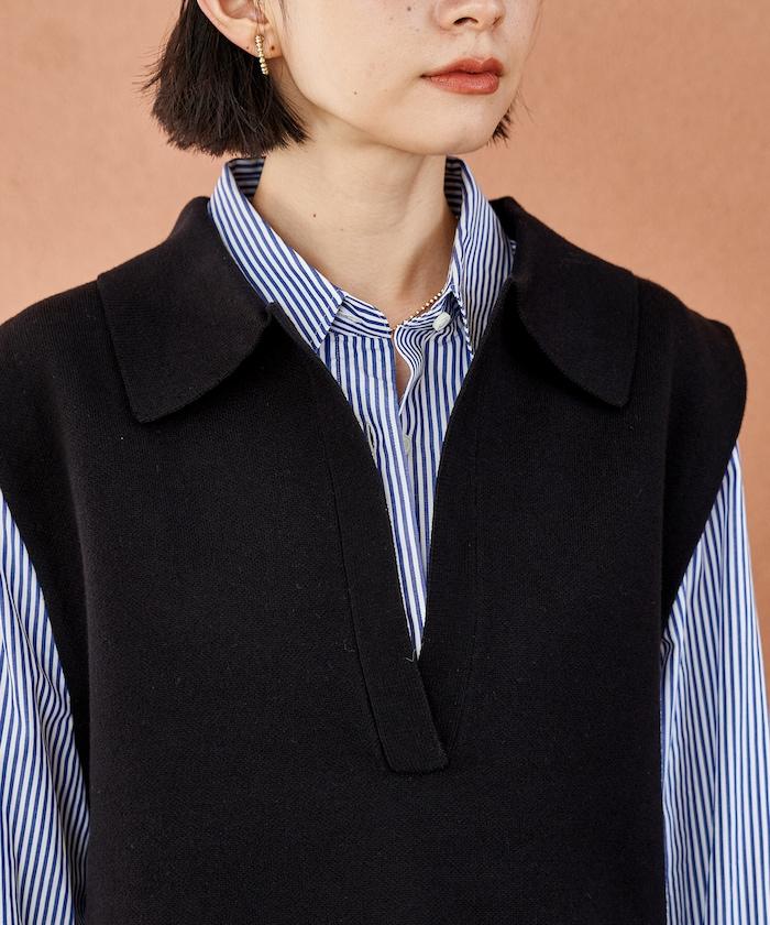 可機洗衛衣風針織開領馬甲可搭配套裝