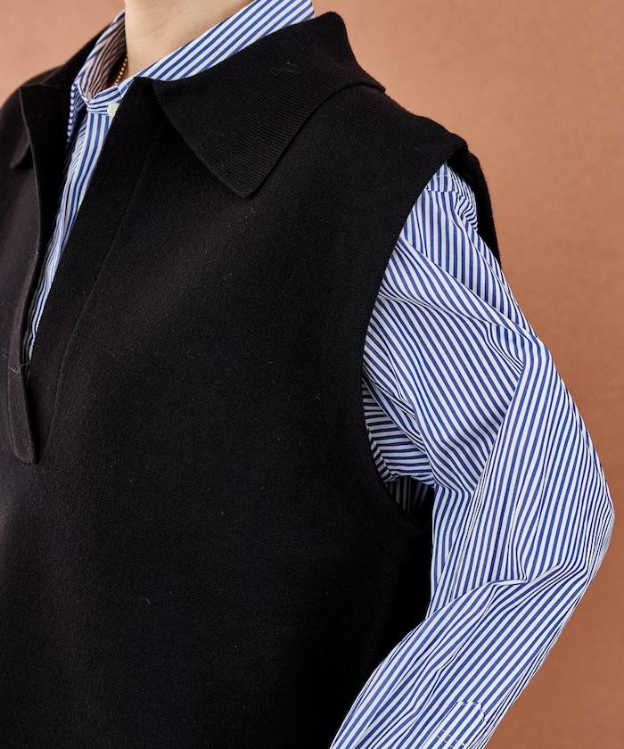 可機洗衛衣風針織開領馬甲可搭配套裝