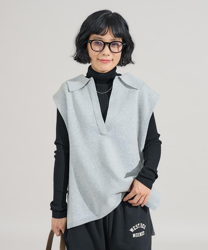 可機洗衛衣風針織開領馬甲可搭配套裝