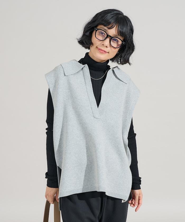 可機洗衛衣風針織開領馬甲可搭配套裝