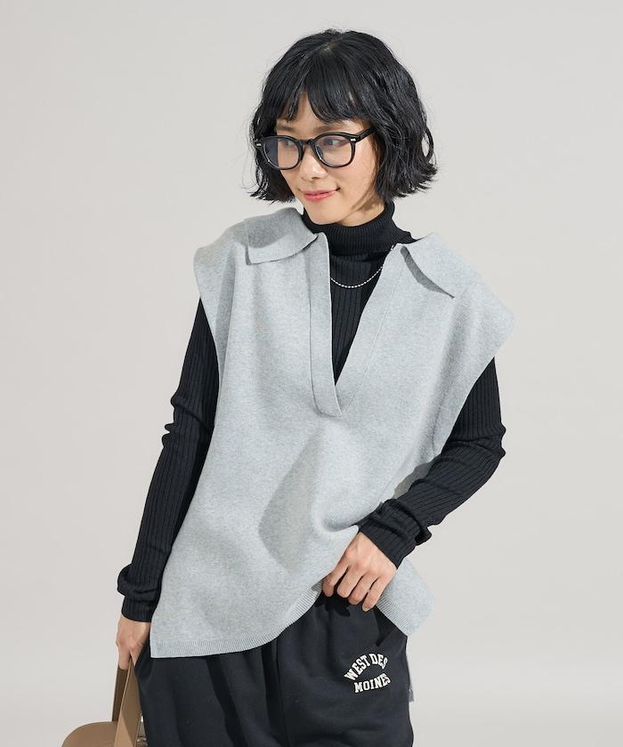 可機洗衛衣風針織開領馬甲可搭配套裝