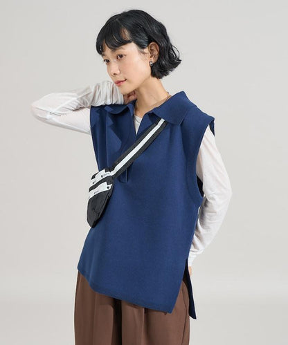 可機洗衛衣風針織開領馬甲可搭配套裝
