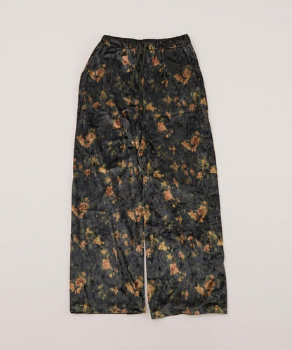 花卉圖案天鵝絨休閒褲