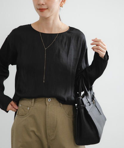 復古緞面T恤襯衫