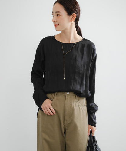 復古緞面T恤襯衫