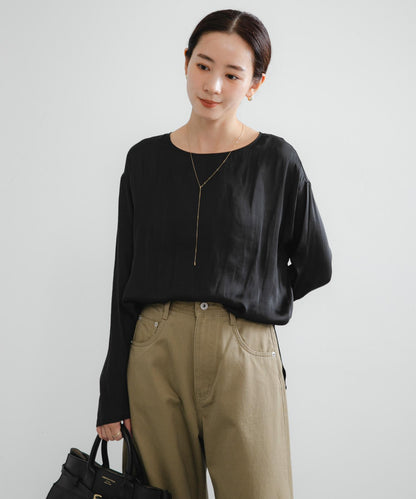 復古緞面T恤襯衫