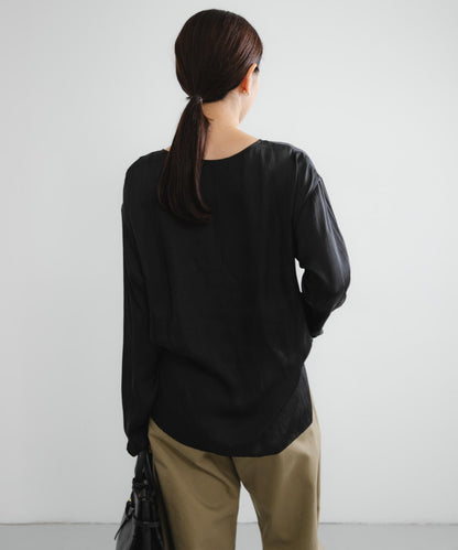 復古緞面T恤襯衫