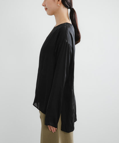 復古緞面T恤襯衫