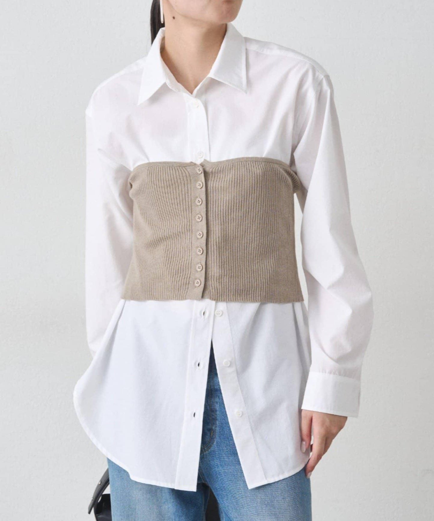 【Loungedress】襯衫+針織背心套裝