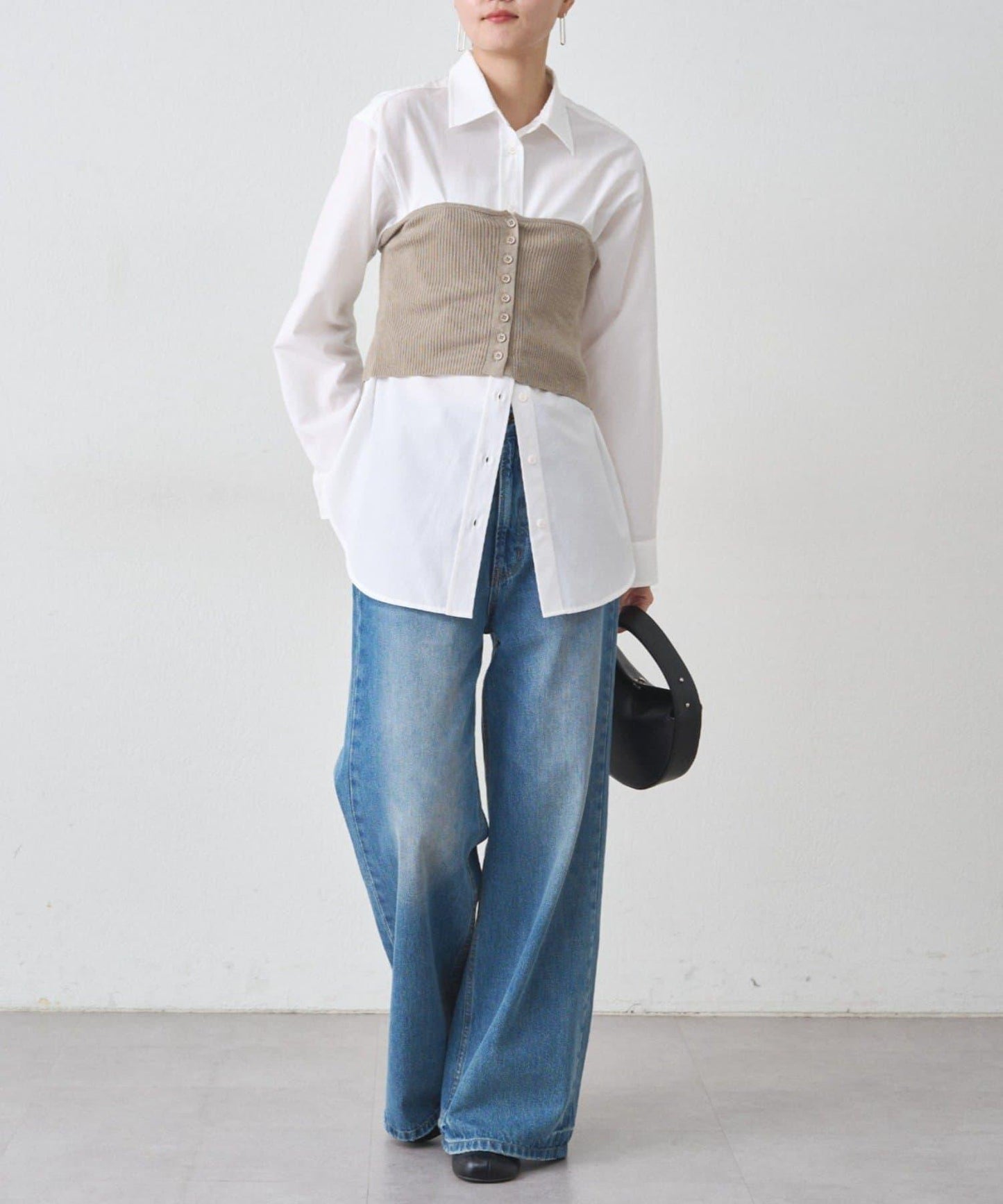 【Loungedress】襯衫+針織背心套裝