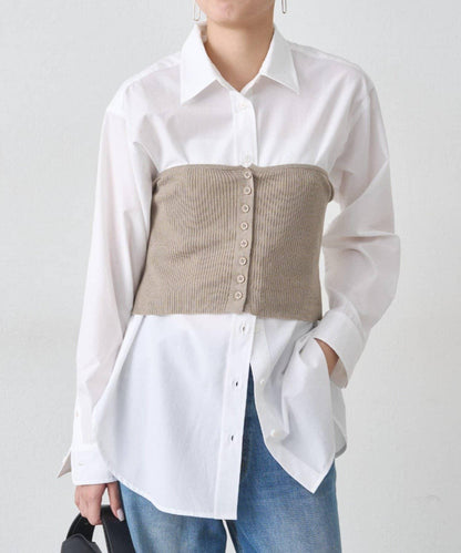 【Loungedress】襯衫+針織背心套裝
