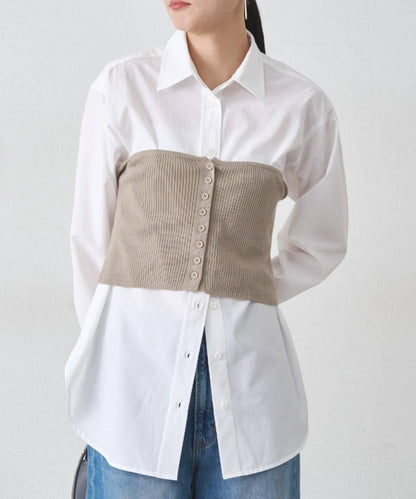 【Loungedress】襯衫+針織背心套裝