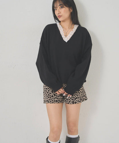 WHO'S WHO gallery 蕾絲V領 針織上衣