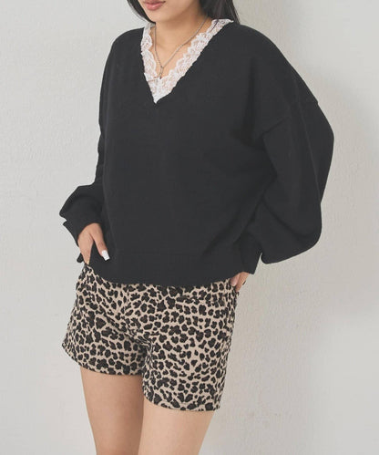 WHO'S WHO gallery 蕾絲V領 針織上衣