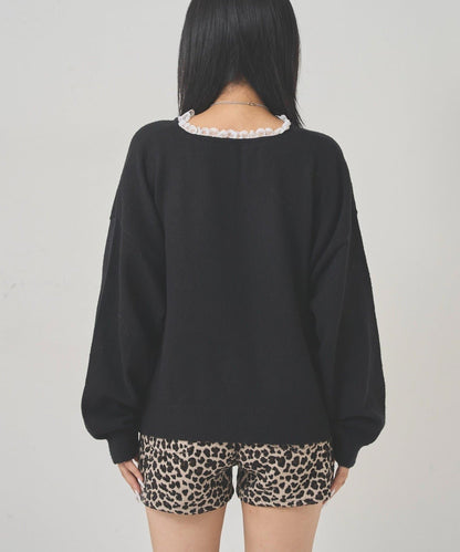 WHO'S WHO gallery 蕾絲V領 針織上衣