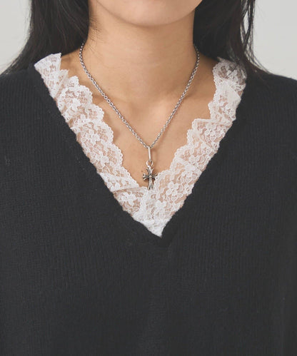 WHO'S WHO gallery 蕾絲V領 針織上衣