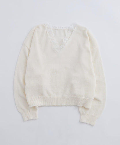 WHO'S WHO gallery 蕾絲V領 針織上衣