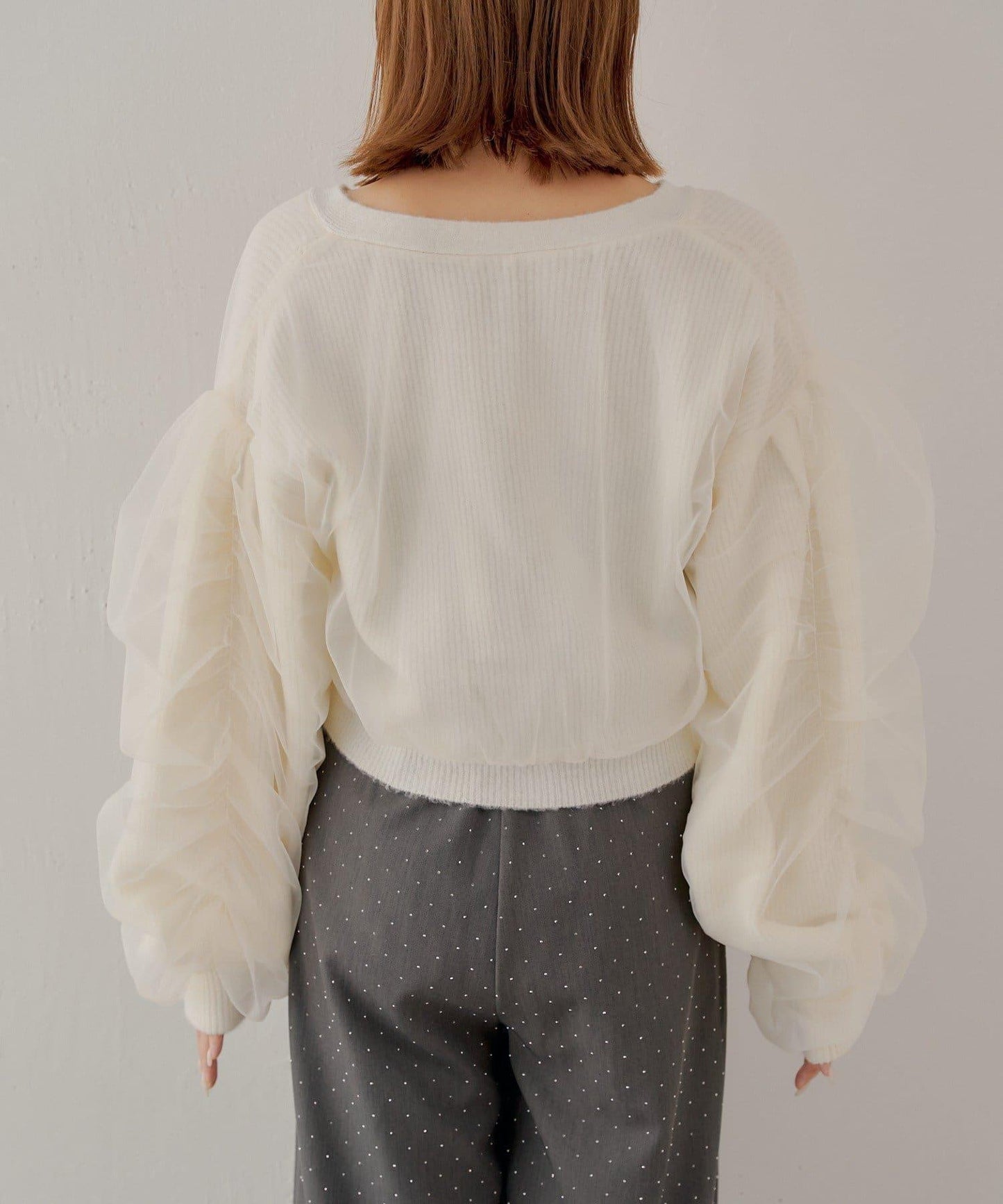 【Chico】網紗層疊蓬鬆針織衫