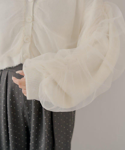 【Chico】網紗層疊蓬鬆針織衫