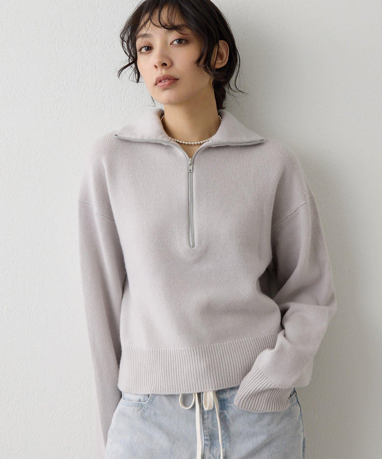 W/Ca 拉鍊針織套頭衫