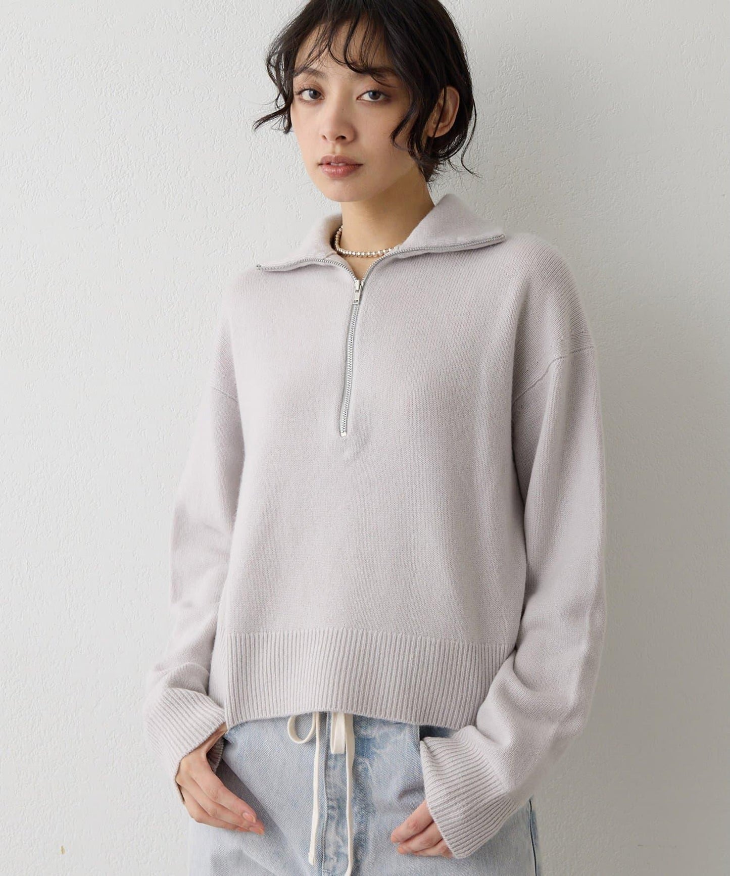 W/Ca 拉鍊針織套頭衫