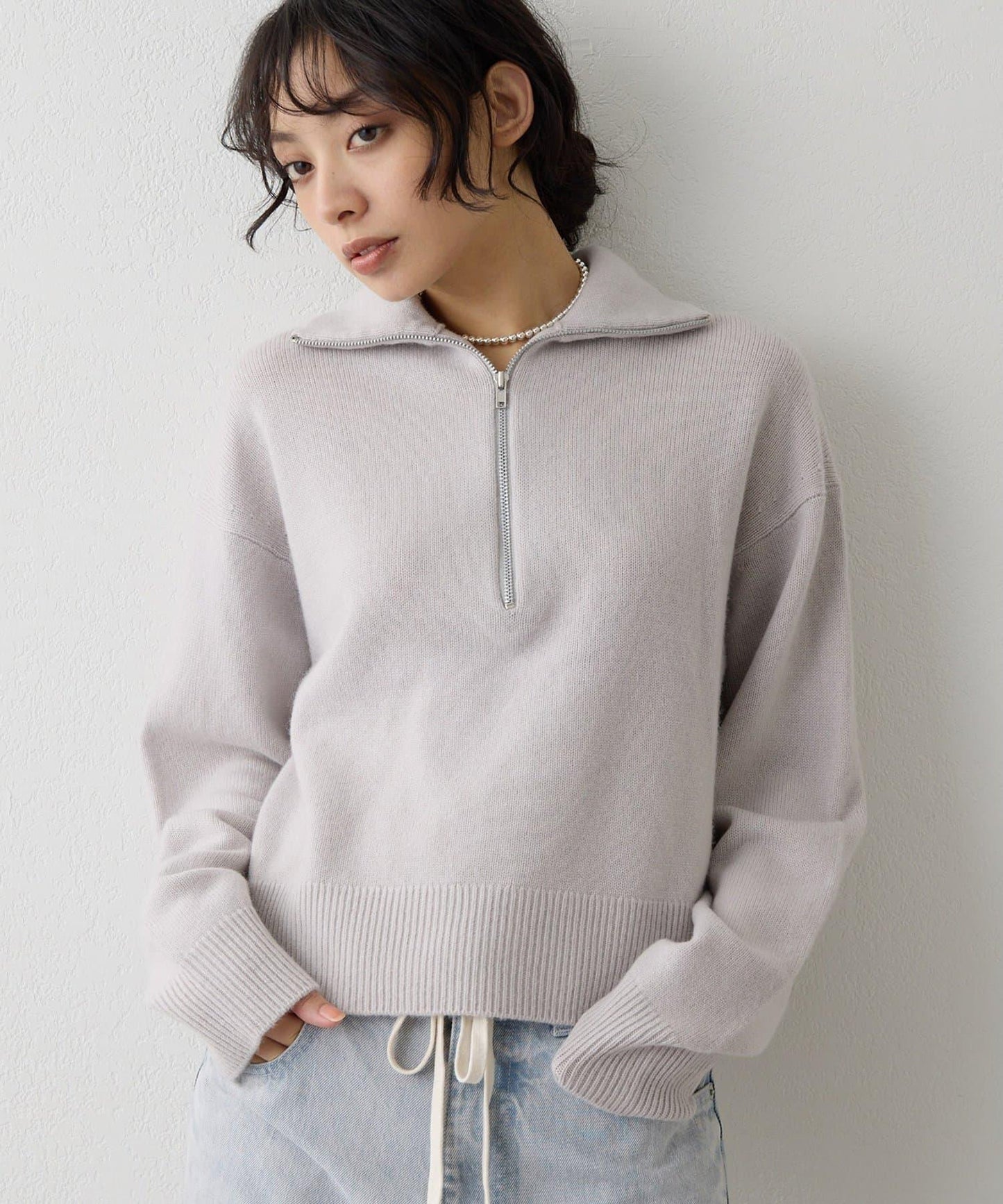 W/Ca 拉鍊針織套頭衫