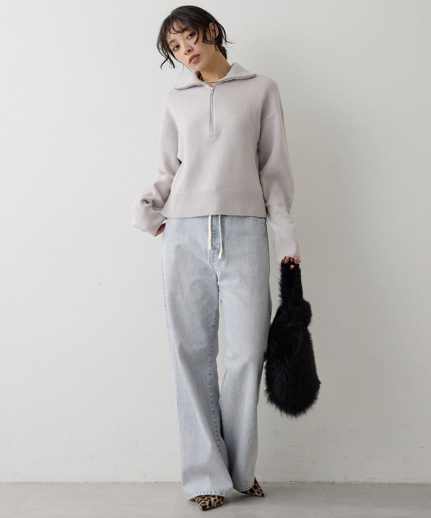 W/Ca 拉鍊針織套頭衫