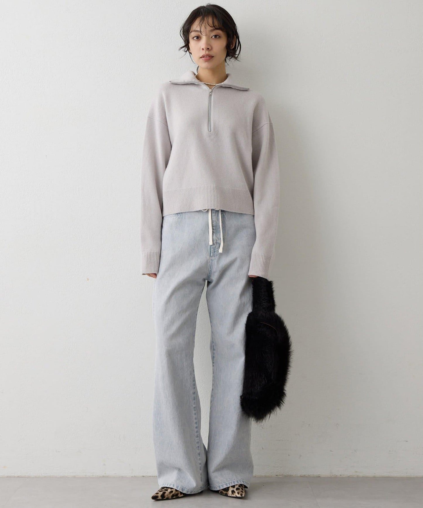 W/Ca 拉鍊針織套頭衫