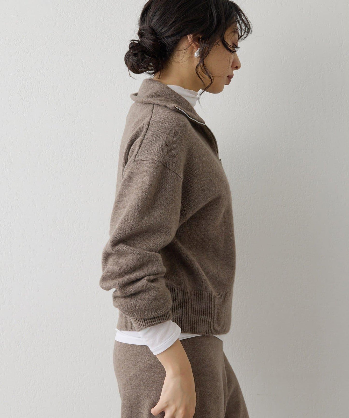 W/Ca 拉鍊針織套頭衫