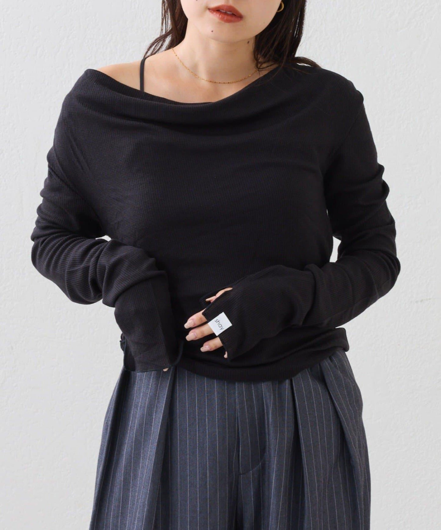 【CIAOPANIC TYPY】帶吊帶透視褶皺剪裁上衣（套裝）