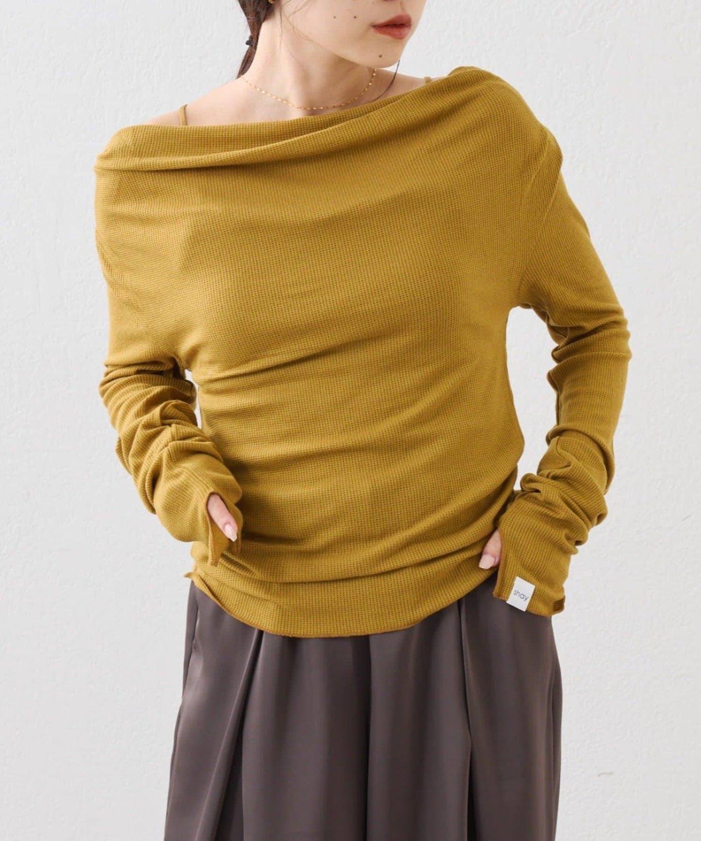 【CIAOPANIC TYPY】帶吊帶透視褶皺剪裁上衣（套裝）