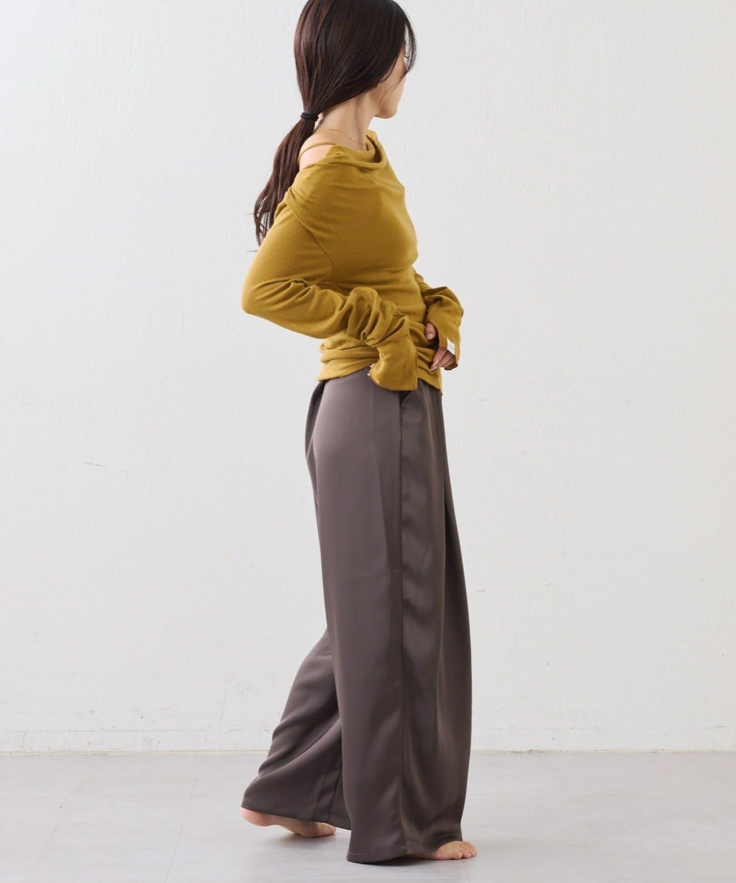 【CIAOPANIC TYPY】帶吊帶透視褶皺剪裁上衣（套裝）