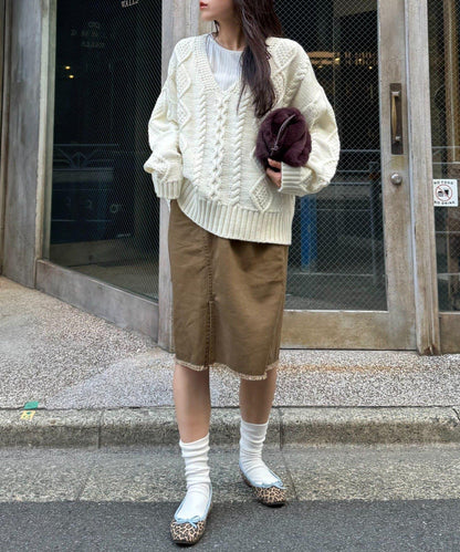 【willow】V領麻花針織衫