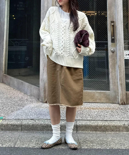 【willow】V領麻花針織衫