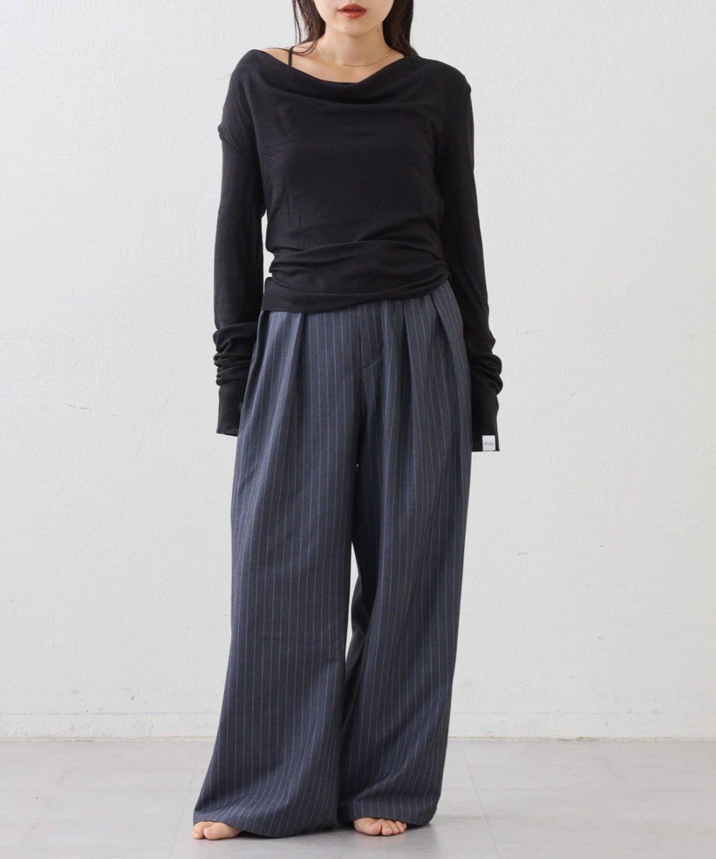 【CIAOPANIC TYPY】帶吊帶透視褶皺剪裁上衣（套裝）