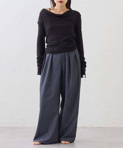 【CIAOPANIC TYPY】帶吊帶透視褶皺剪裁上衣（套裝）