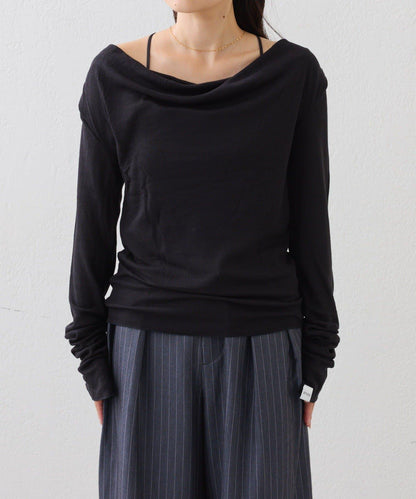 【CIAOPANIC TYPY】帶吊帶透視褶皺剪裁上衣（套裝）