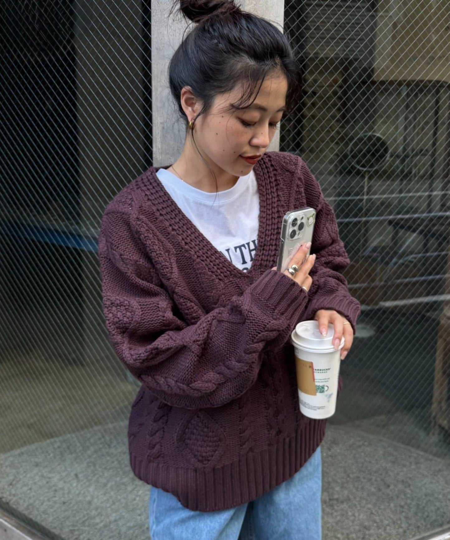 【willow】V領麻花針織衫