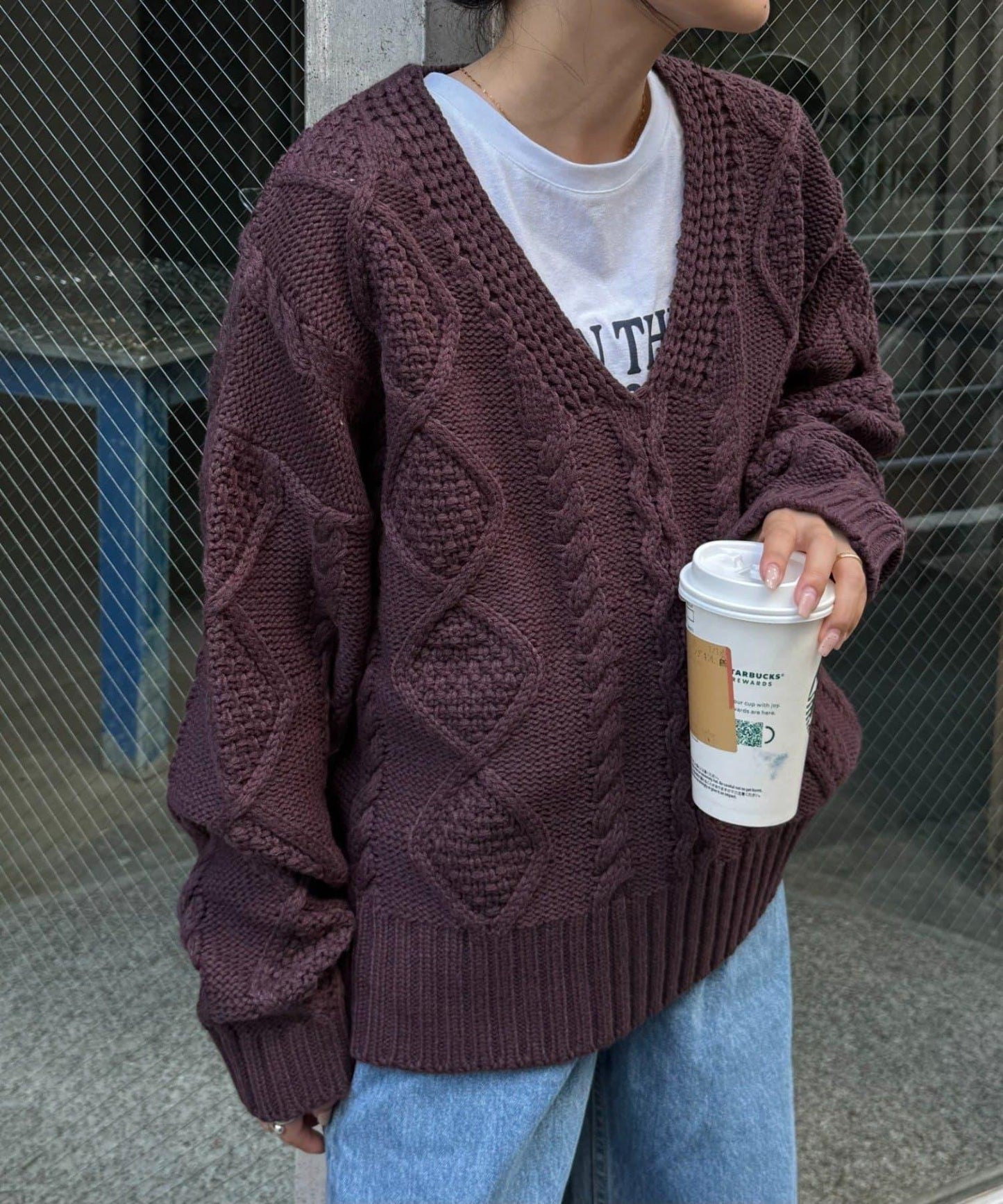 【willow】V領麻花針織衫