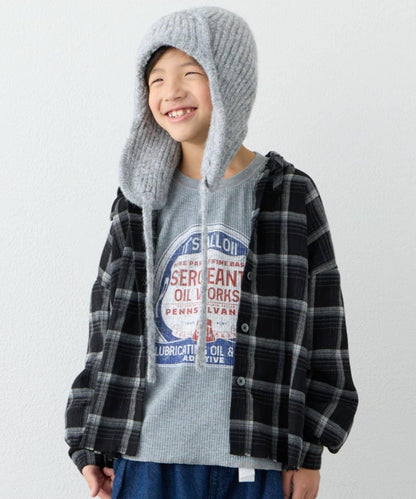 【KIDS】【有青少年尺碼】毛邊微絨格子連帽襯衫