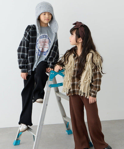 【KIDS】【有青少年尺碼】毛邊微絨格子連帽襯衫