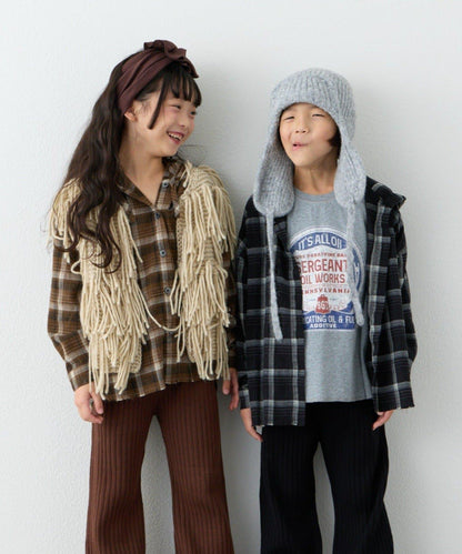 【KIDS】【有青少年尺碼】毛邊微絨格子連帽襯衫