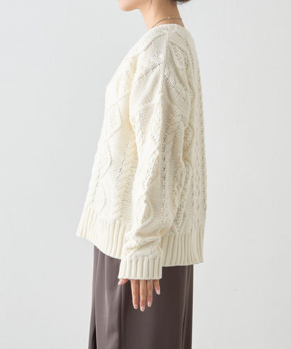 【willow】V領麻花針織衫