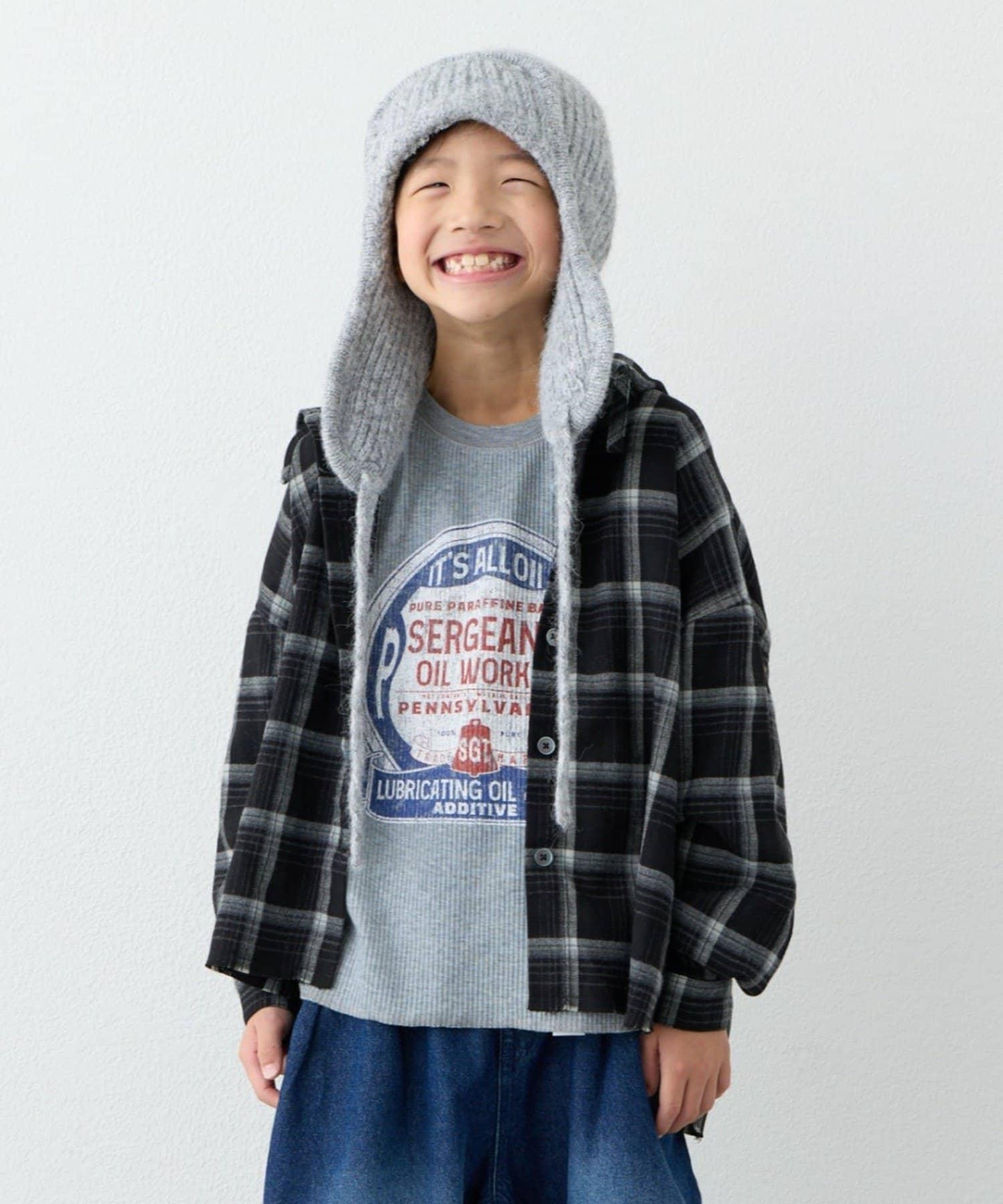 【KIDS】【有青少年尺碼】毛邊微絨格子連帽襯衫