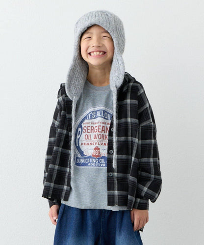 【KIDS】【有青少年尺碼】毛邊微絨格子連帽襯衫