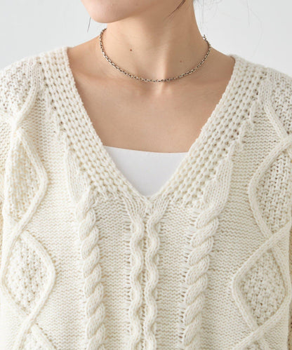 【willow】V領麻花針織衫